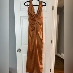 PrettyLittleThing Copper Backless Dress